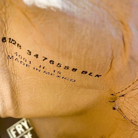 Frye Black Leather Cow skin Mid Calf Boots 6.5B Mexico - Picture 6 of 8